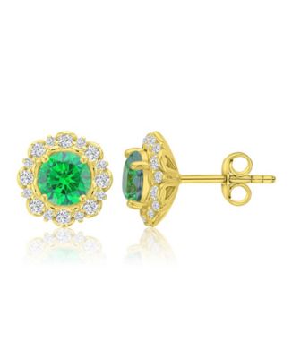 14k Gold-Plated Green Halo Hoop Earrings