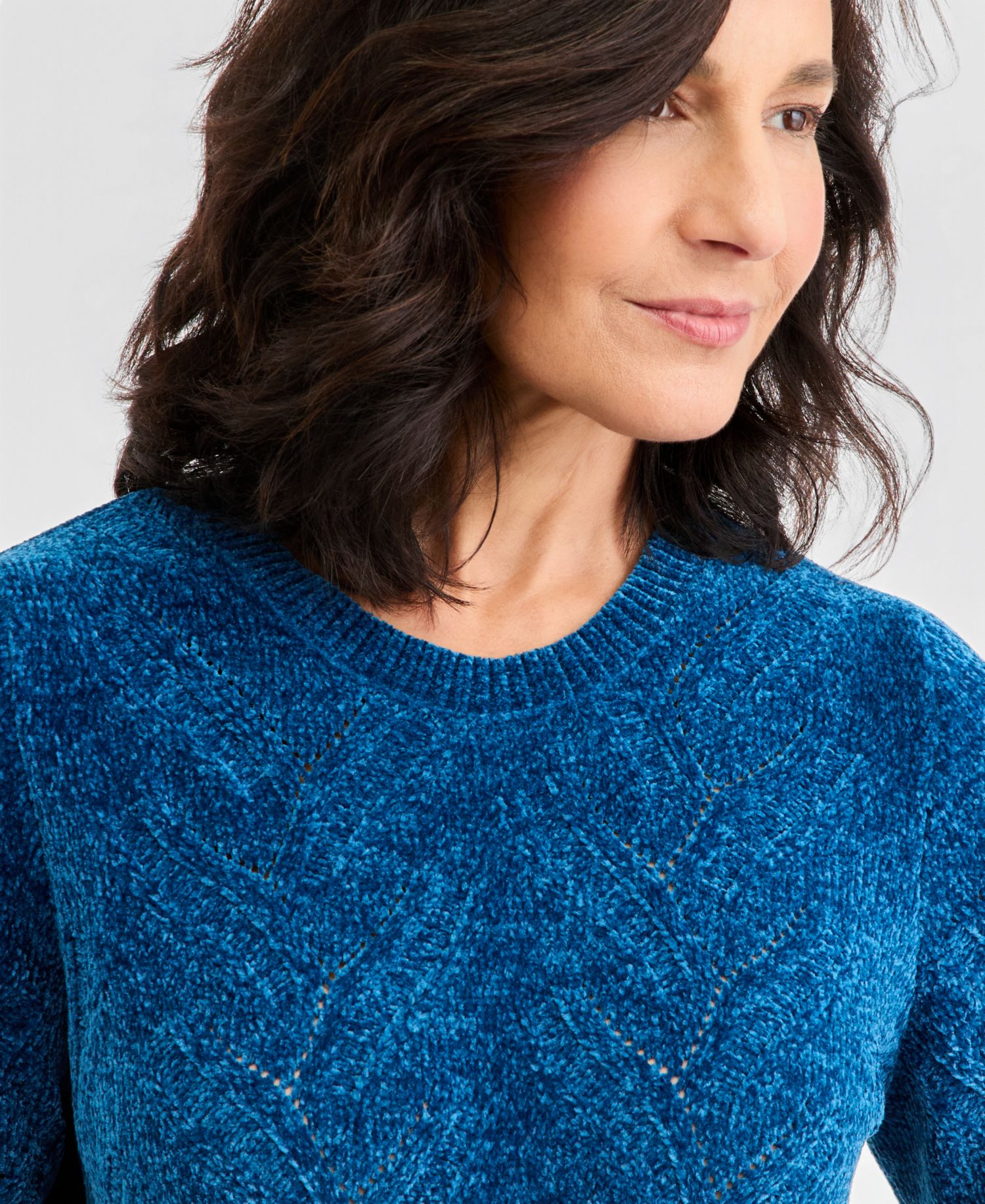 Women's Chenille Cable-Knit Crewneck Sweater
