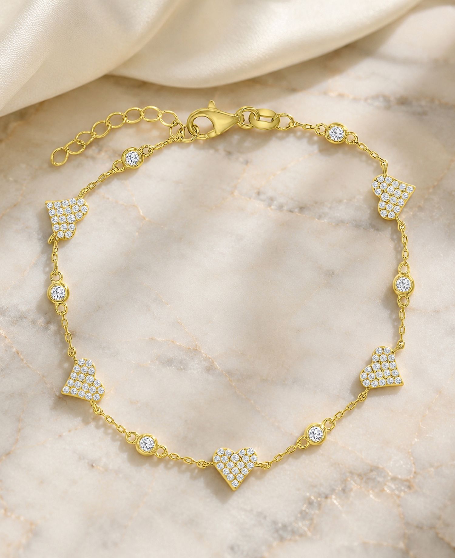 14k Gold-Plated Casual Heart Fashion Bracelet