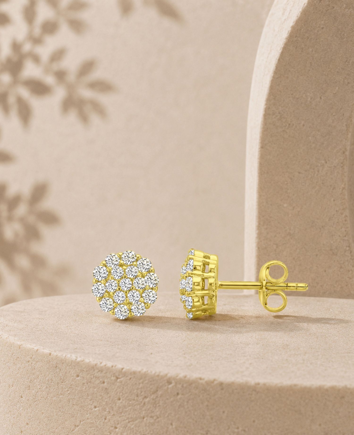 14k Gold-Plated Delicate Halo Stud Earrings