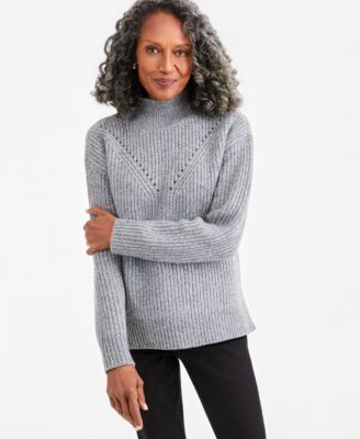 Women's Cozy Pointelle Mockneck Sweater