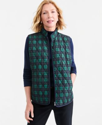 Women's Quilted Plaid Puffer Vest