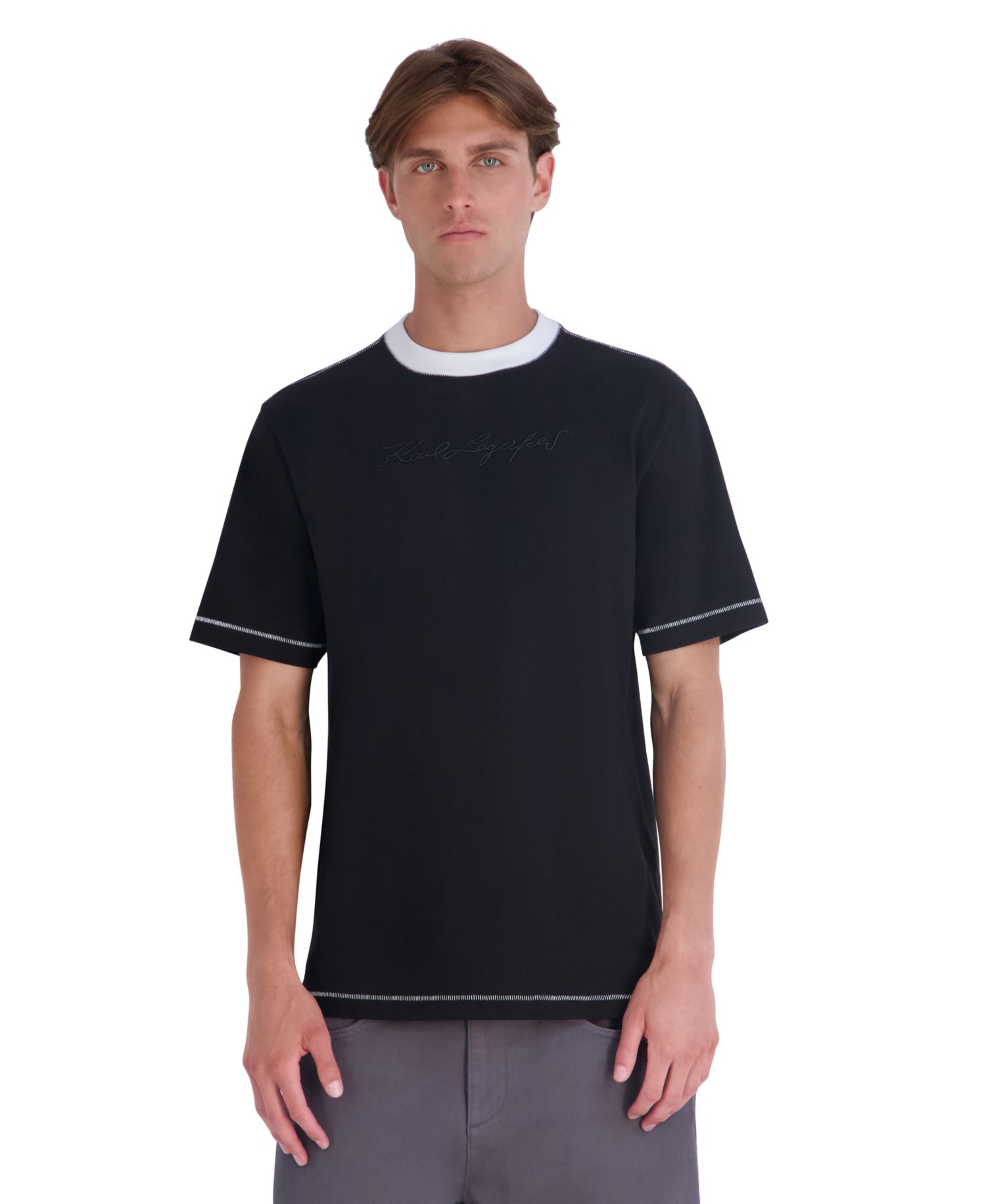 Men's Heavy Weight Embroidered Collar Signature T-Shirt