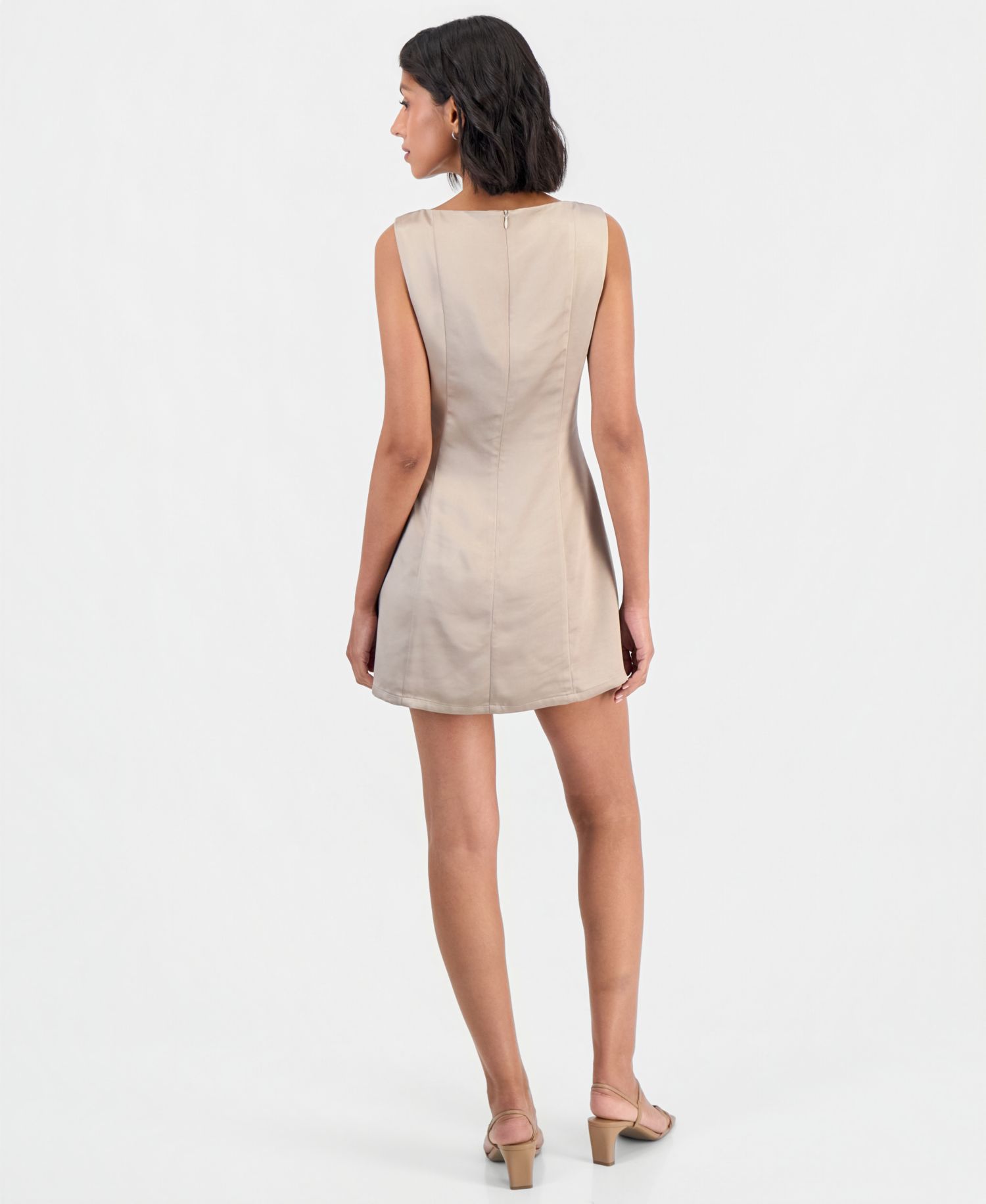 Women's Celeste Bow Front Satin Keyhole Cutout Mini Dress