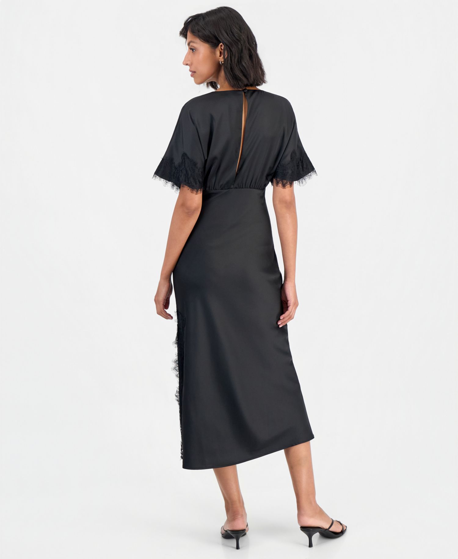 Women's Tallulah Lace-Trim Flutter-Sleeve V-Neck Midi Dress