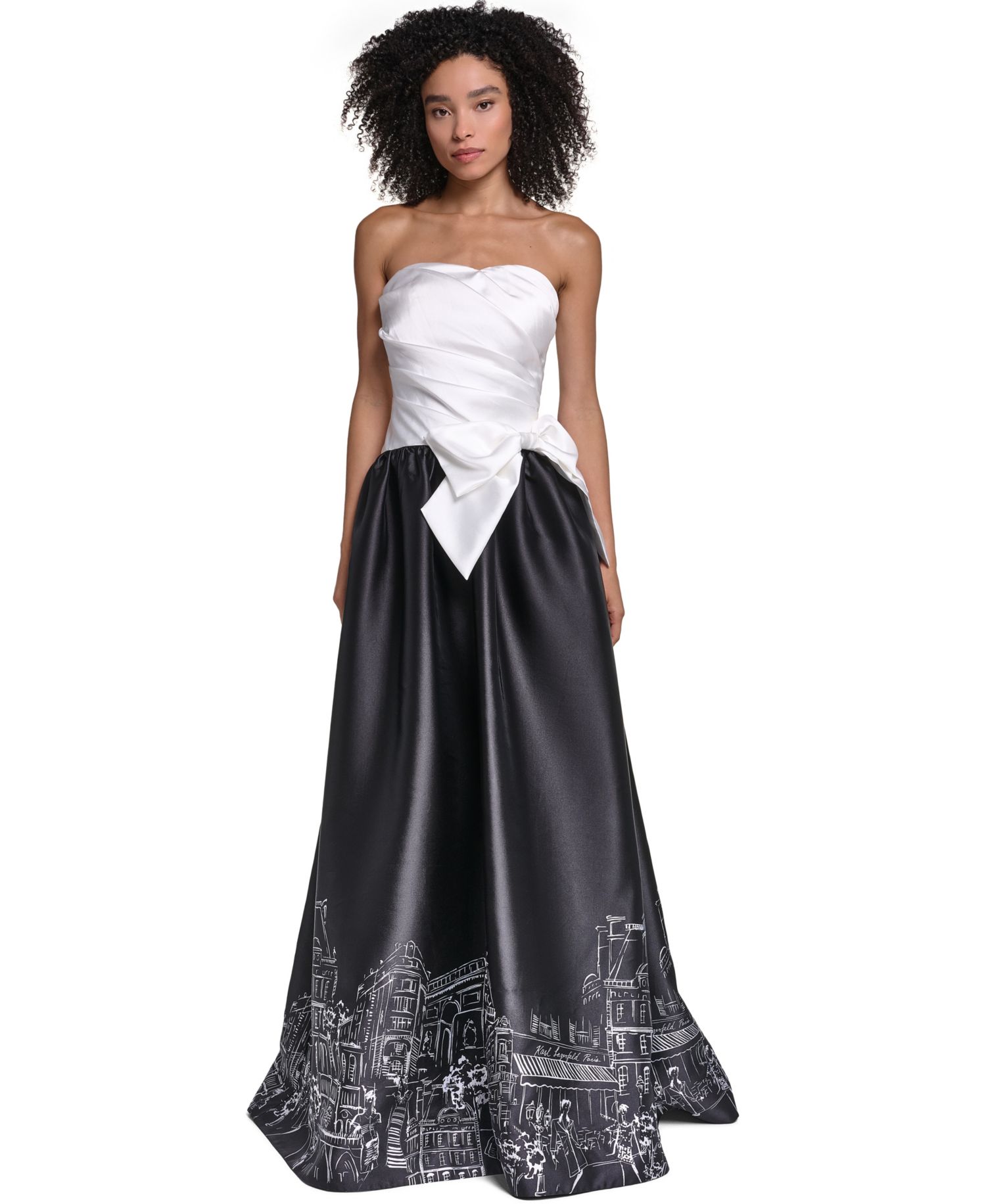 Women's Strapless Printed Ball Gown Dress