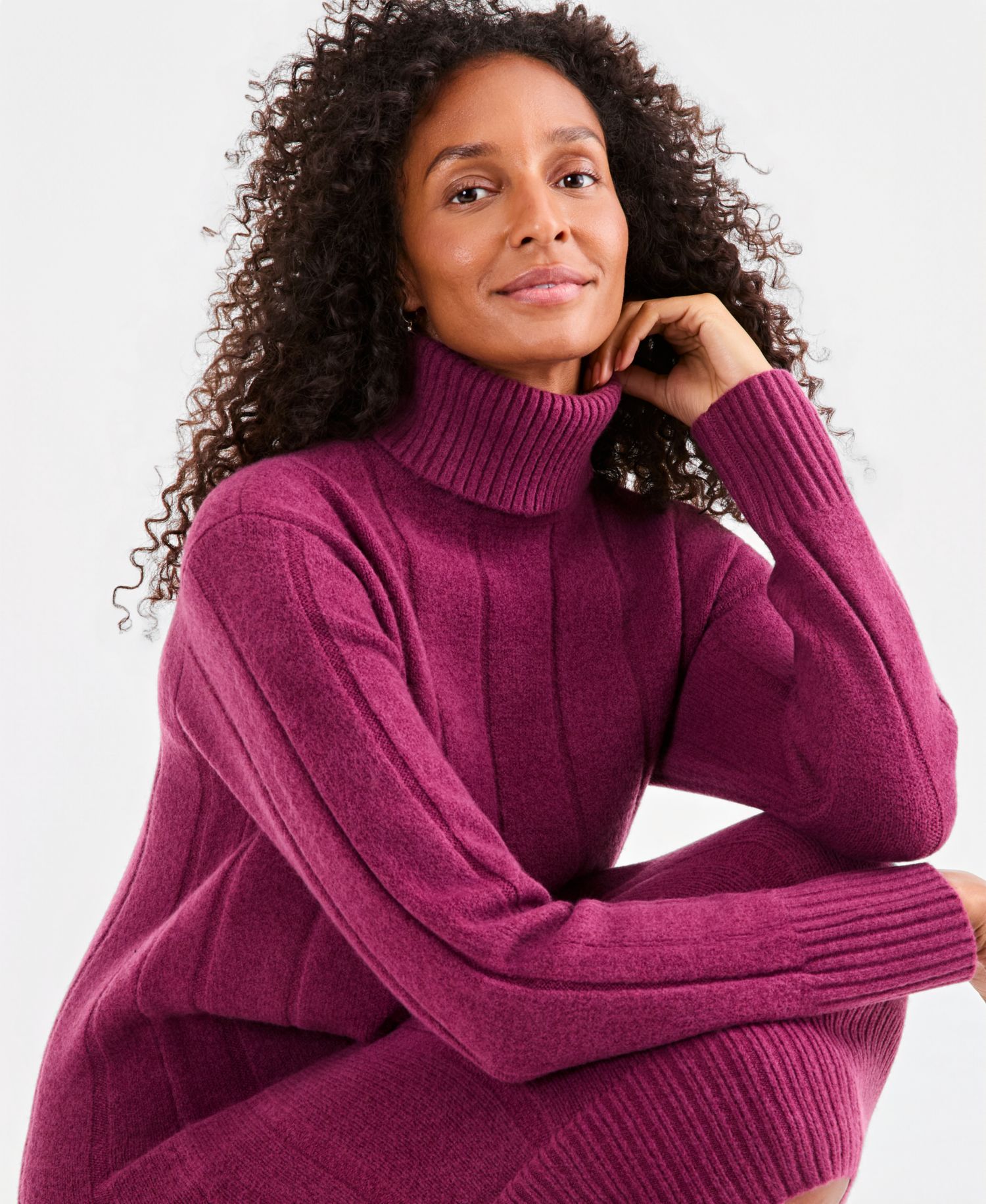 Petite Luxsoft Long-Sleeve Turtleneck Sweater Dress, Macy's Exclusive