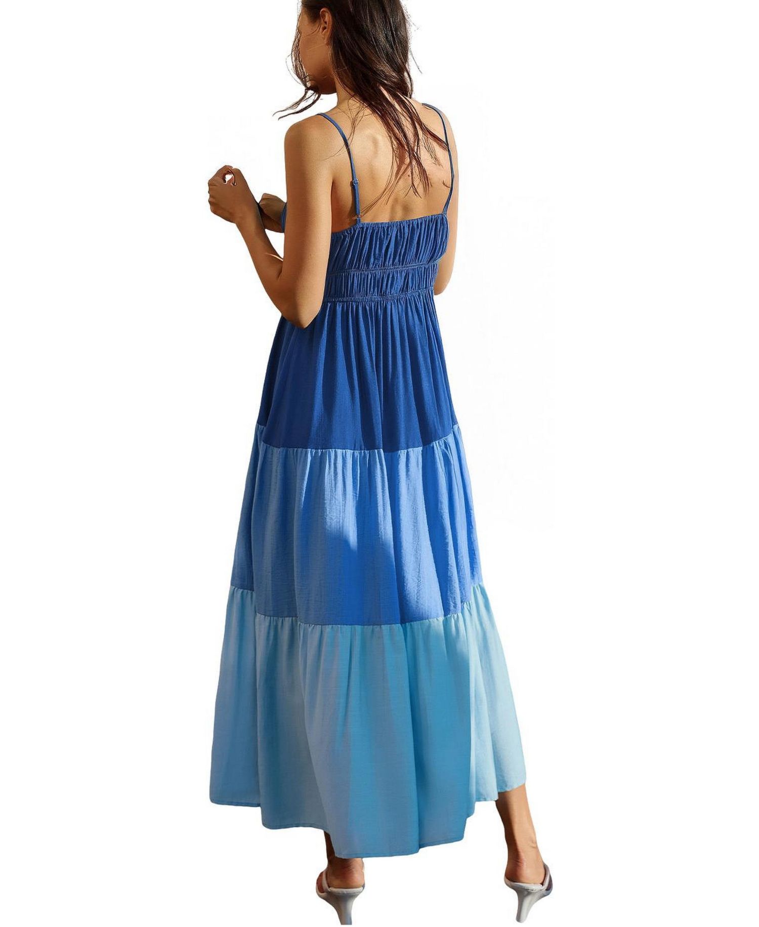 Women's Saltwater Icon Colorblock Maxi Smocked-Bodice Tiered Dress