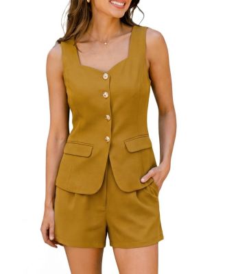 Women's Gentle Tailored Sleeveless Vest Short Co-Ord