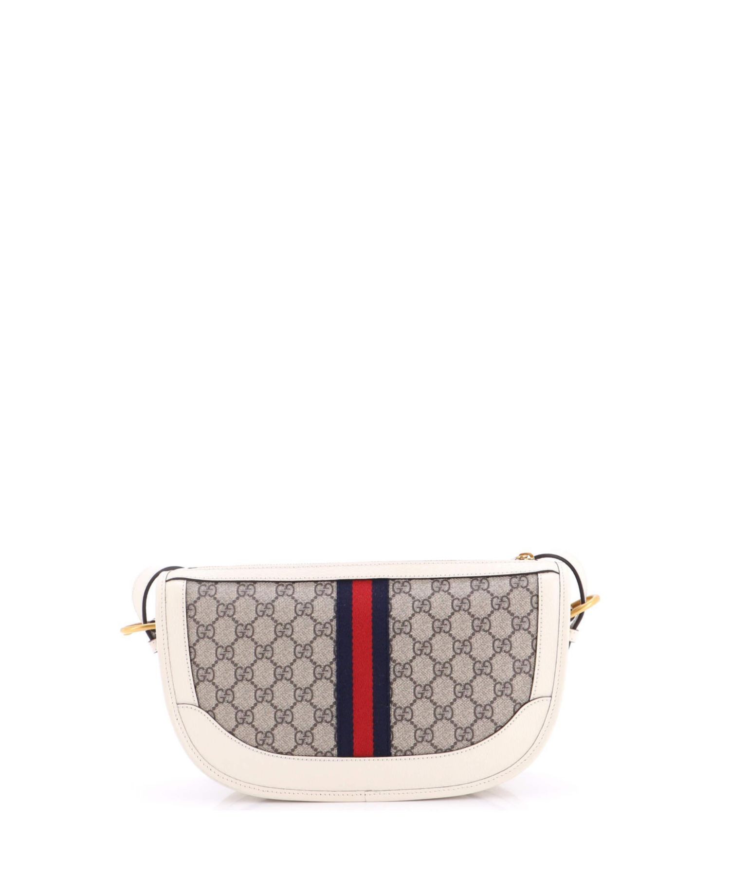 Large Ophidia Curved Zip Shoulder Bag GG Coated Canvas with Leather
