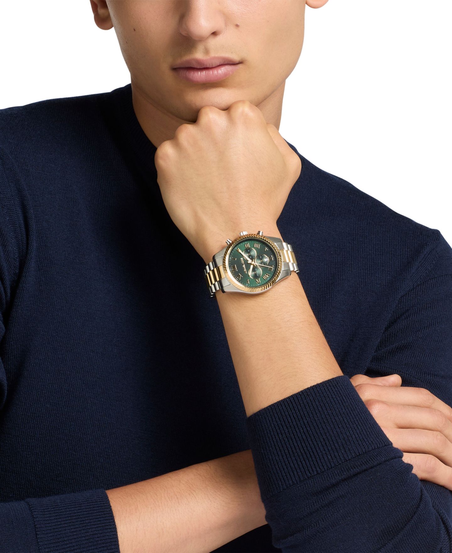 Мужские часы Michael Kors MICHAEL Lexington Chronograph Two-Tone Stainless Steel Watch 44mm — фото 5