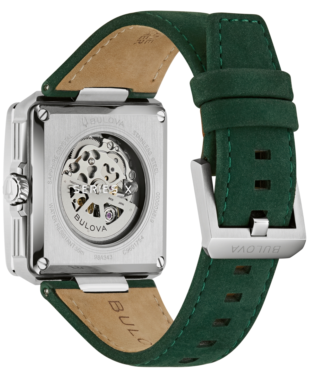 Bulova Men's Automatic Marc Anthony Series X Green Leather Strap Watch 41mm