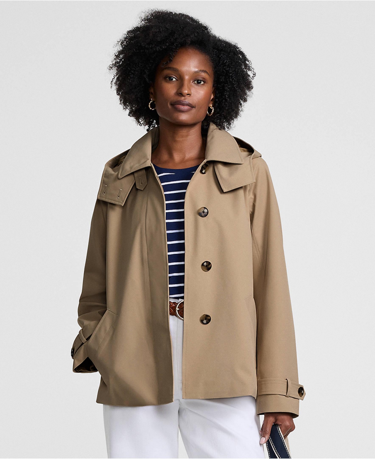 Lands' End Women's Squall Waterproof Hooded Short Mac Jacket