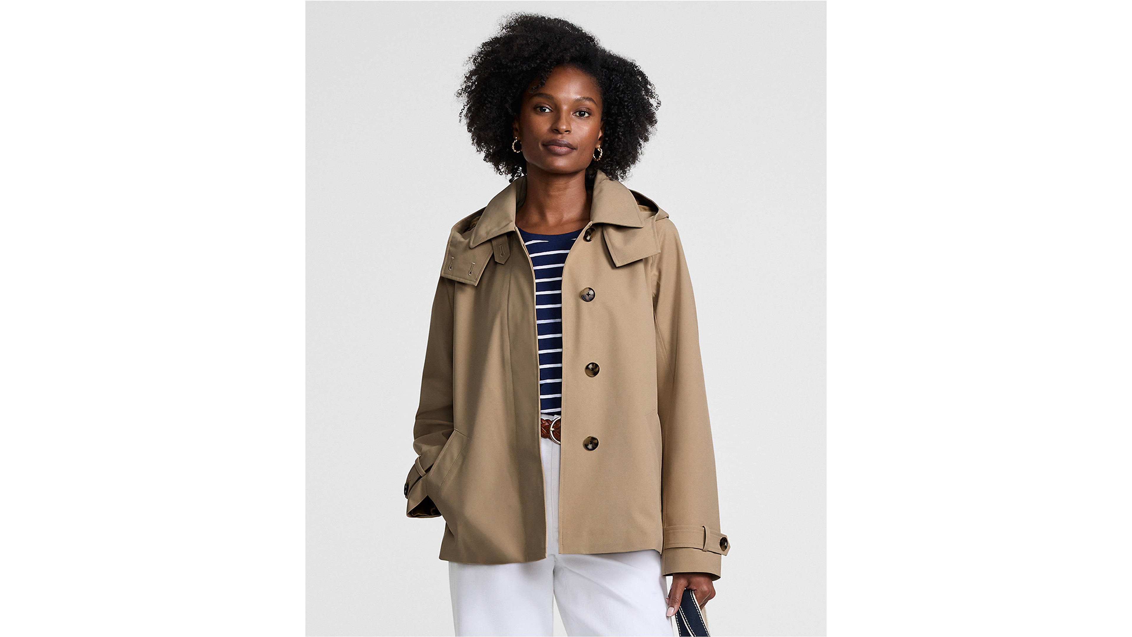 Lands' End Women's Squall Waterproof Hooded Short Mac Jacket