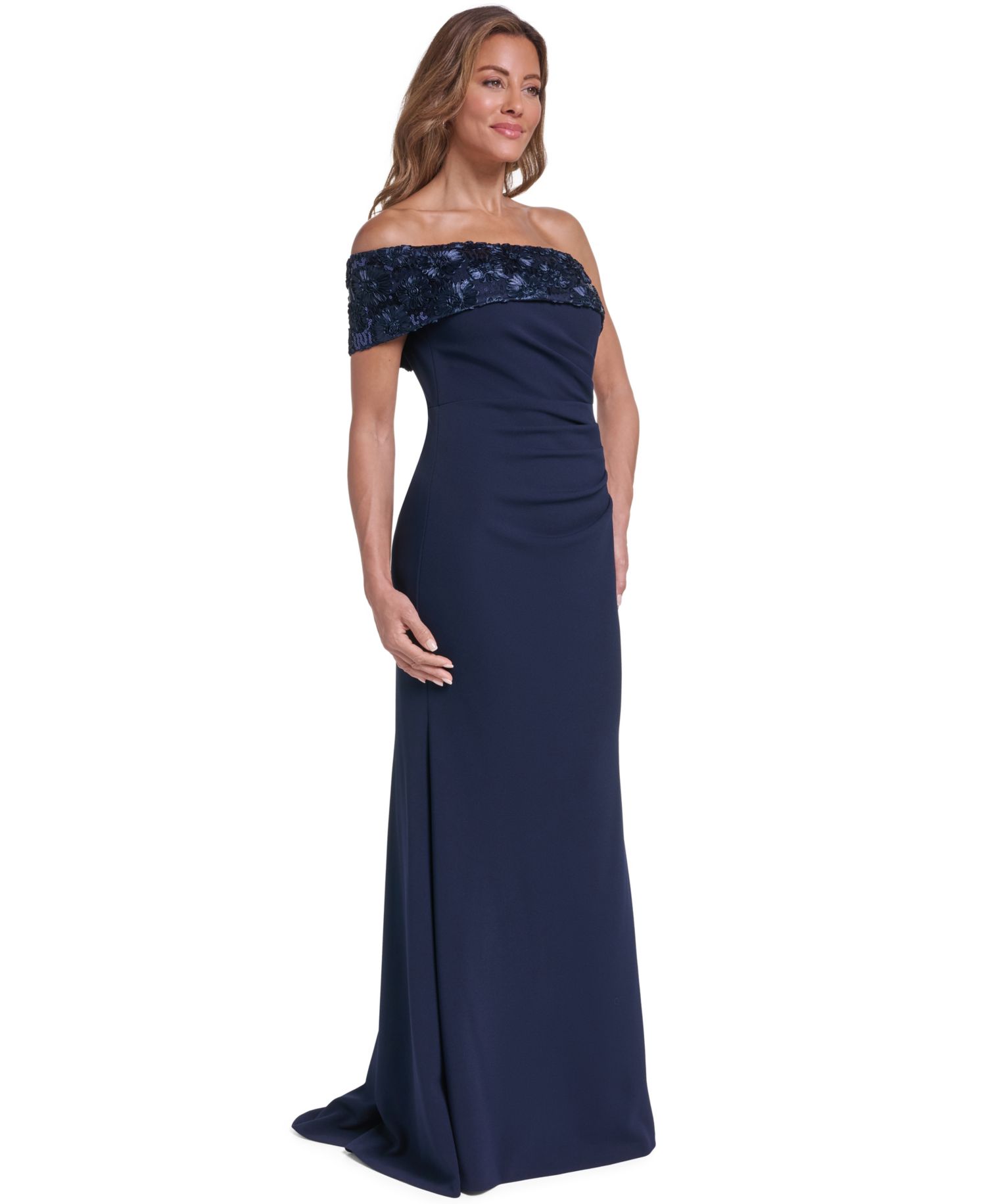 Women's Off-the-Shoulder Side-Tuck Long Dress