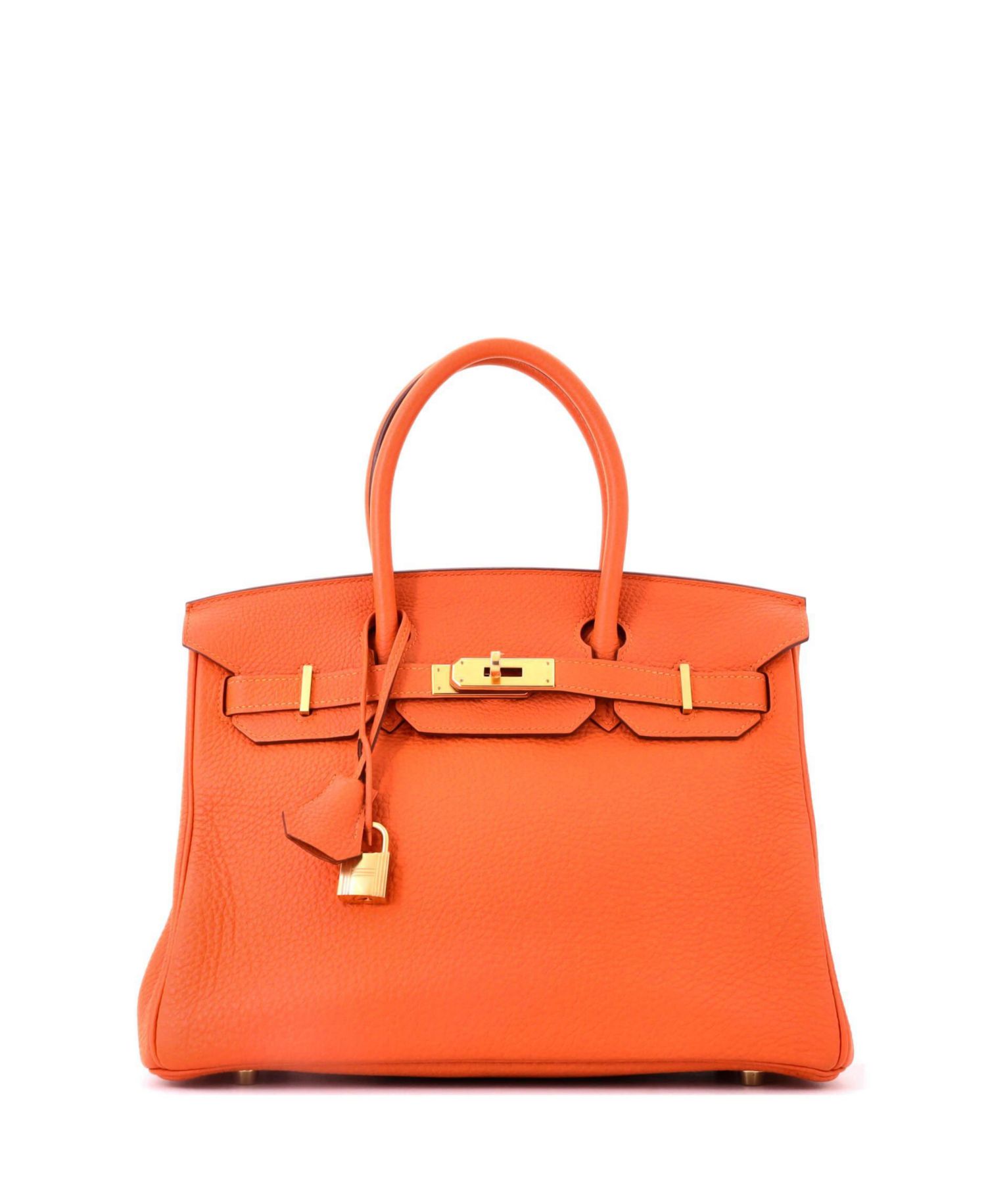 Pre-Owned Hermes Birkin 30 Handbag Orange Togo with Gold Hardware