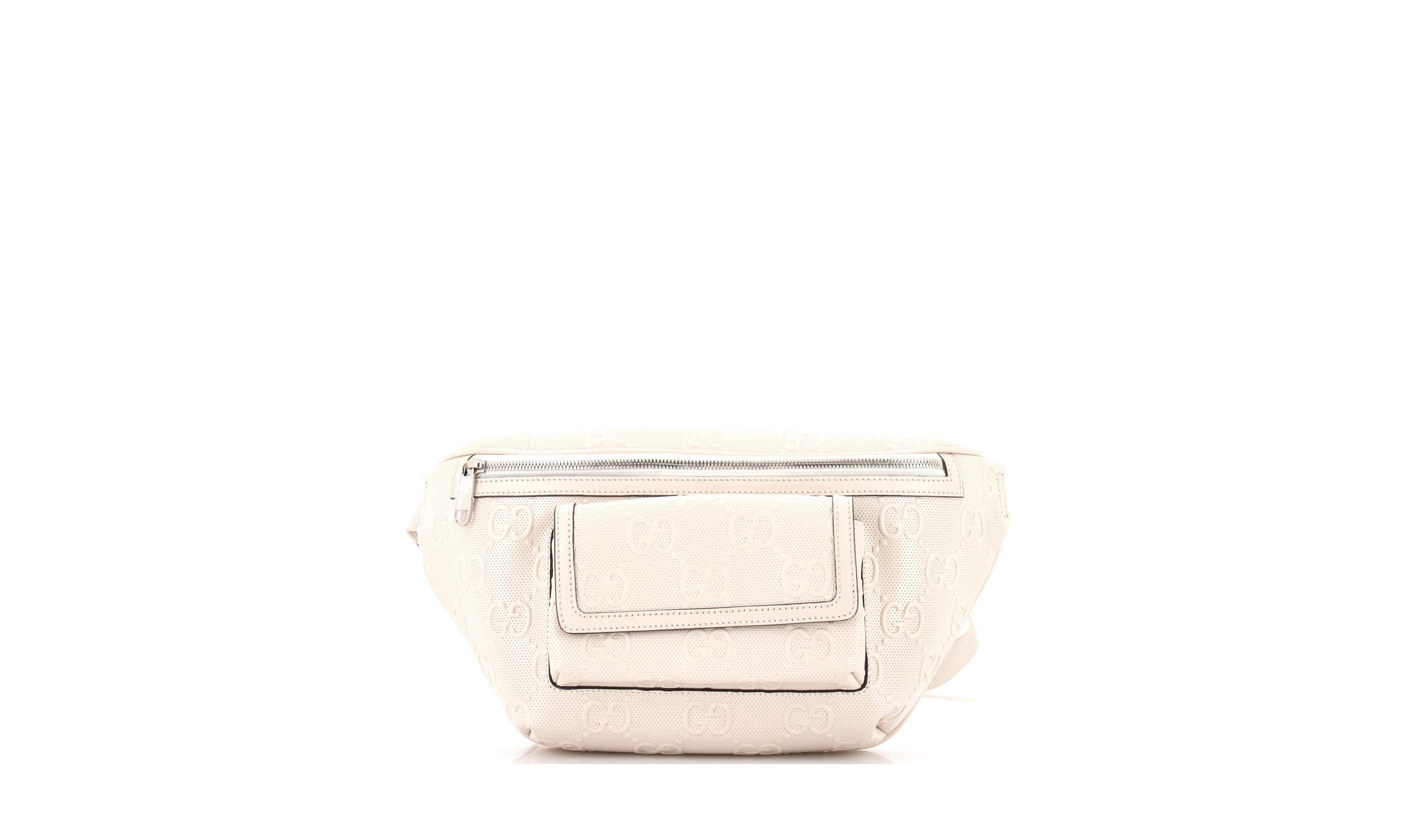 Pre-Owned Gucci Front Pocket Belt Bag Gg Embossed Perforated Leather