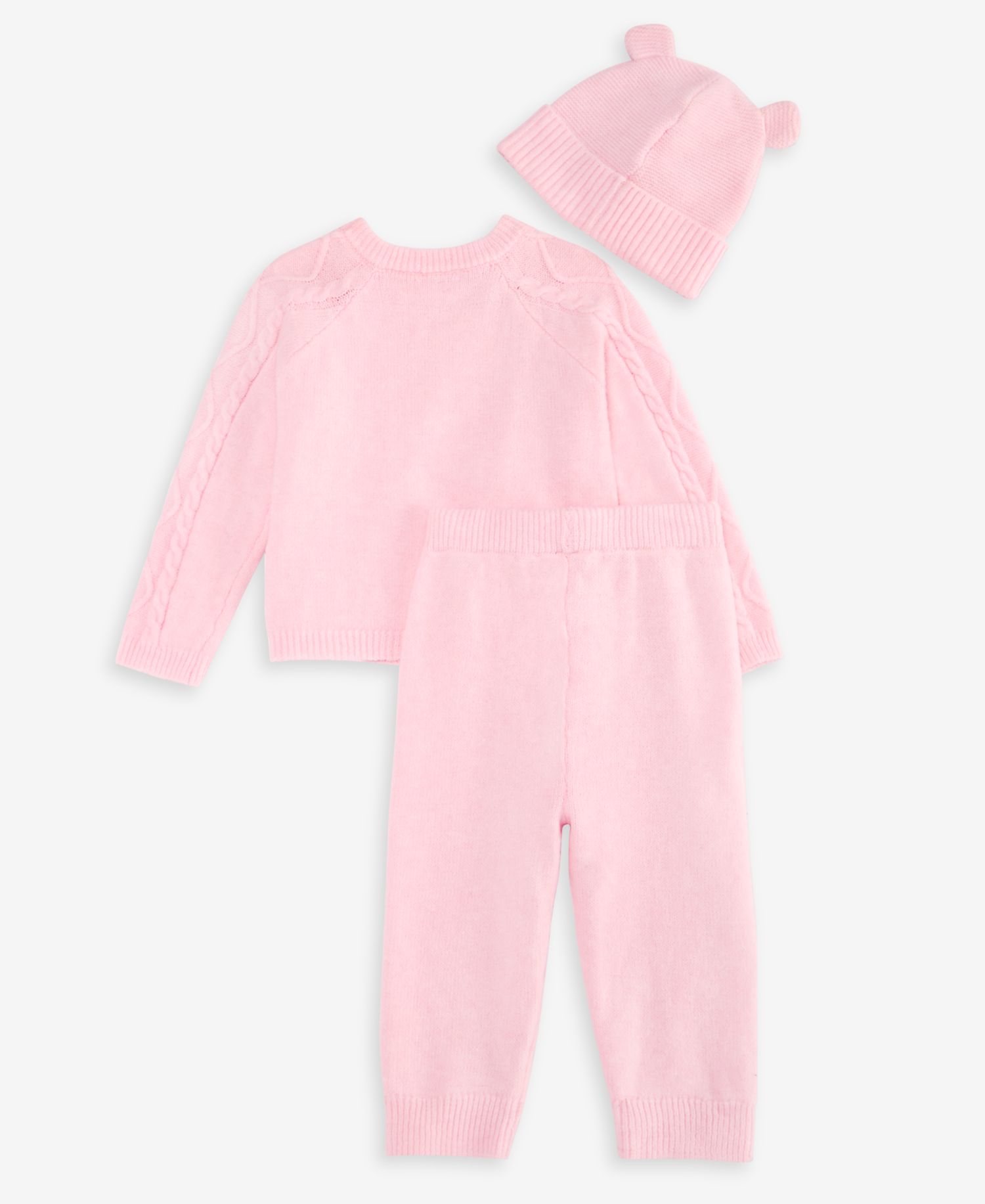 Baby Girls' Long-Sleeve Cable-Knit Sweater, Pants, and Hat, 3-Piece Set