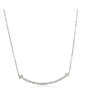 White Gold Diamond Small Model Tiffany T Smile Necklace