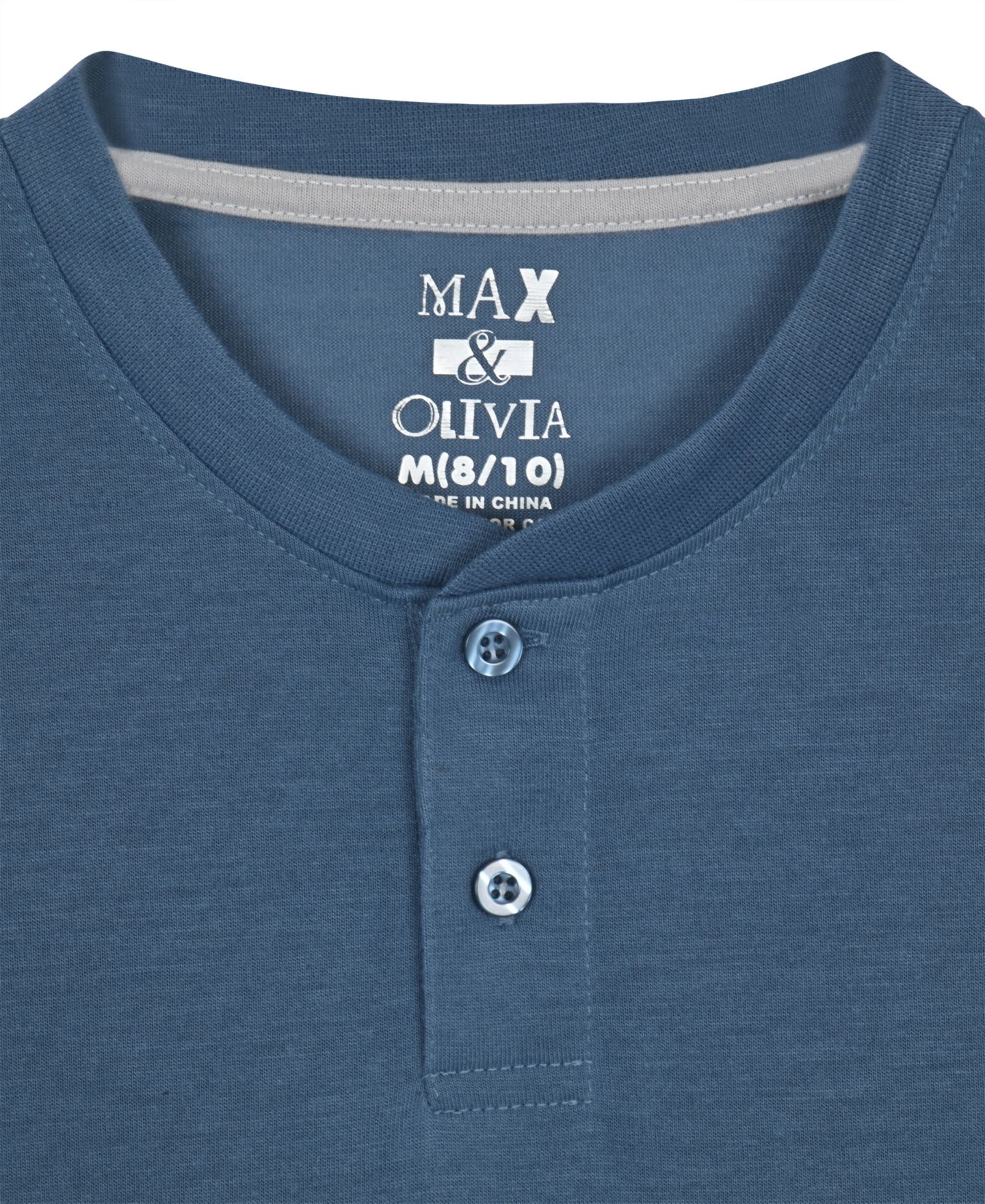 Max & Olivia Boys' 6-18 Long-Sleeve Henley Neck Top and Navy Woven Plaid Pants Pajama, 2-Piece Set, цвет: Тёмно-синий — фото 3
