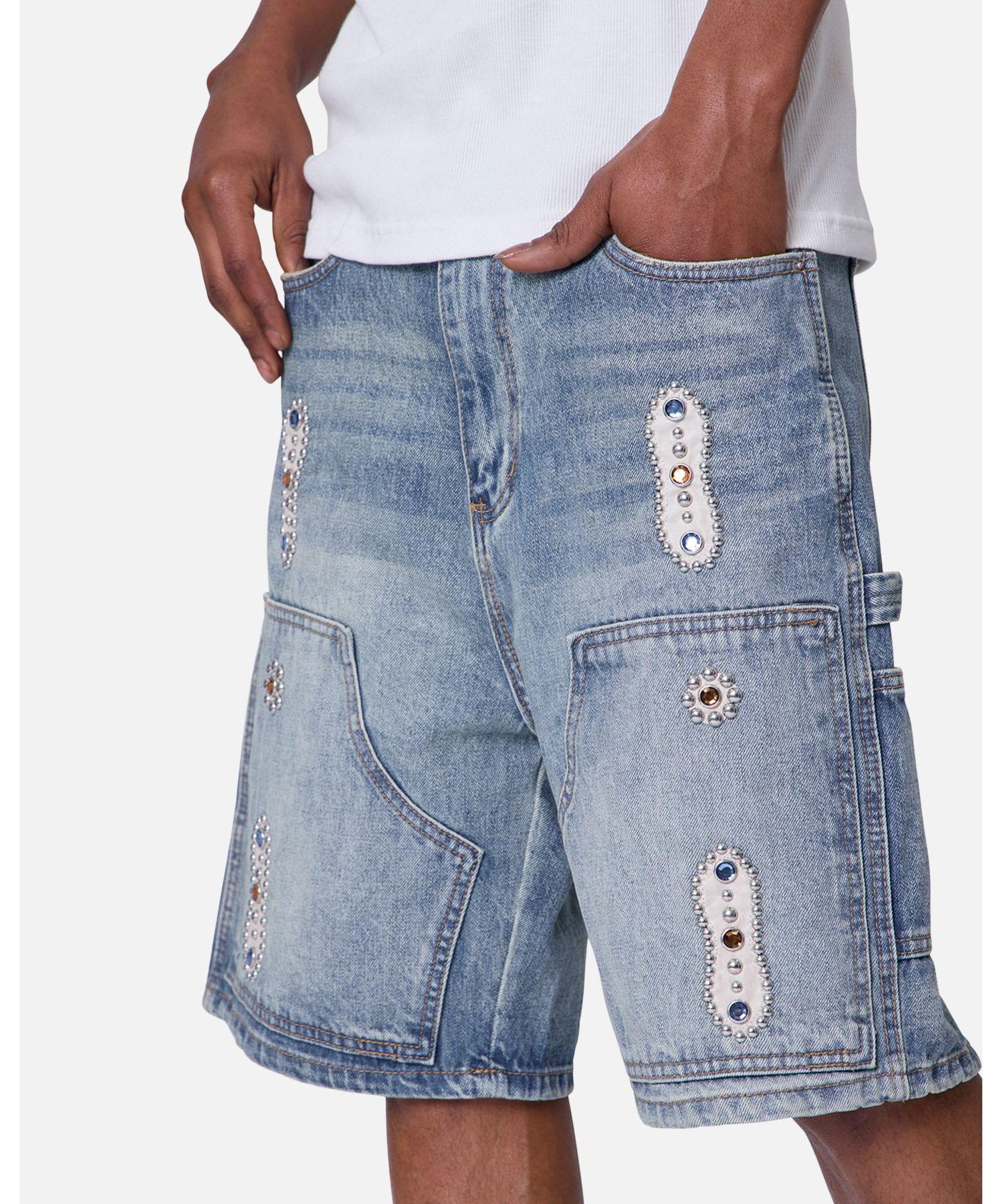 Men's Double Western Jewel Denim Shorts