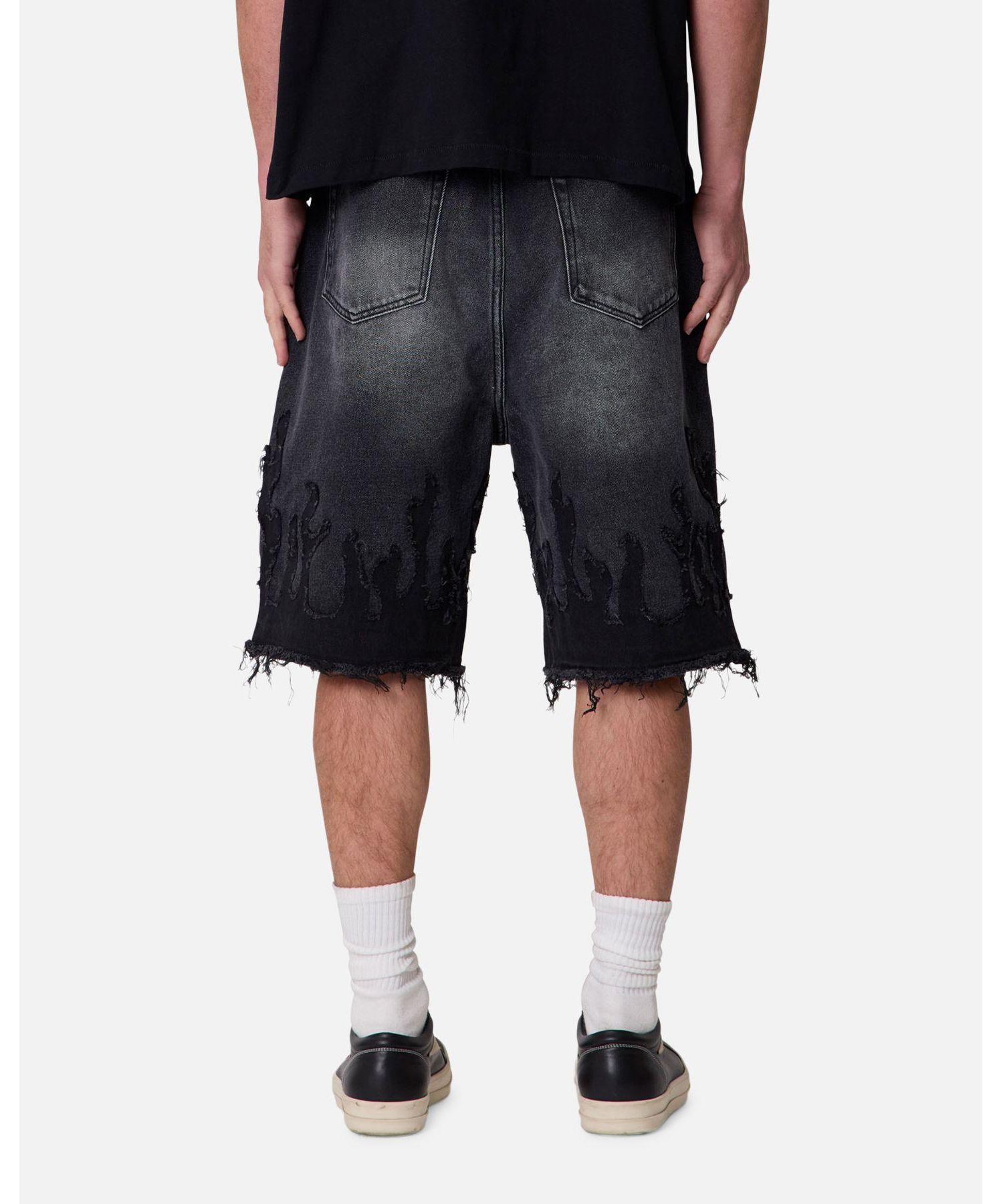 Men's Baggy Flame Denim Shorts