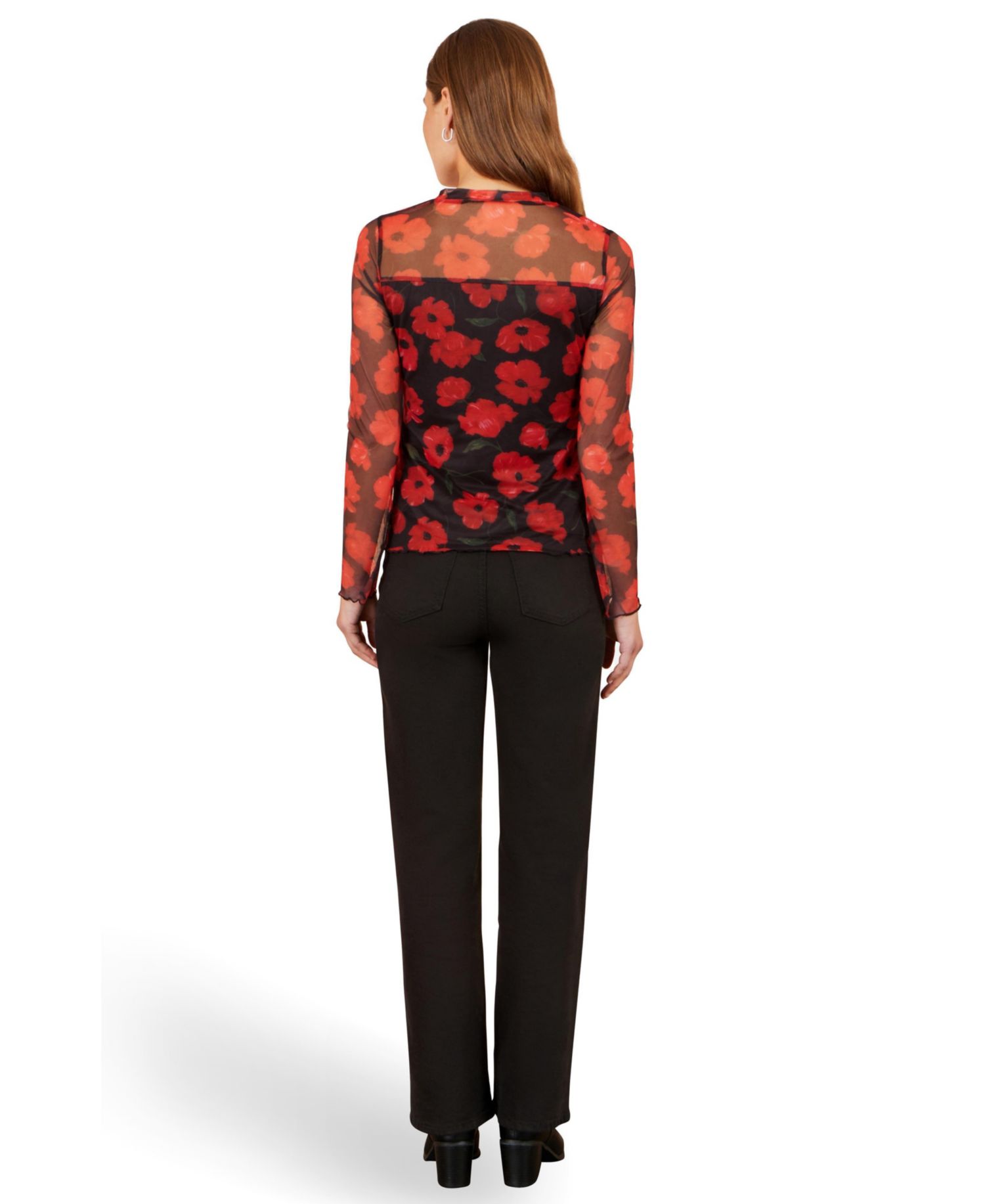 Women's Poppy Sheer Mesh Long Sleeve Top