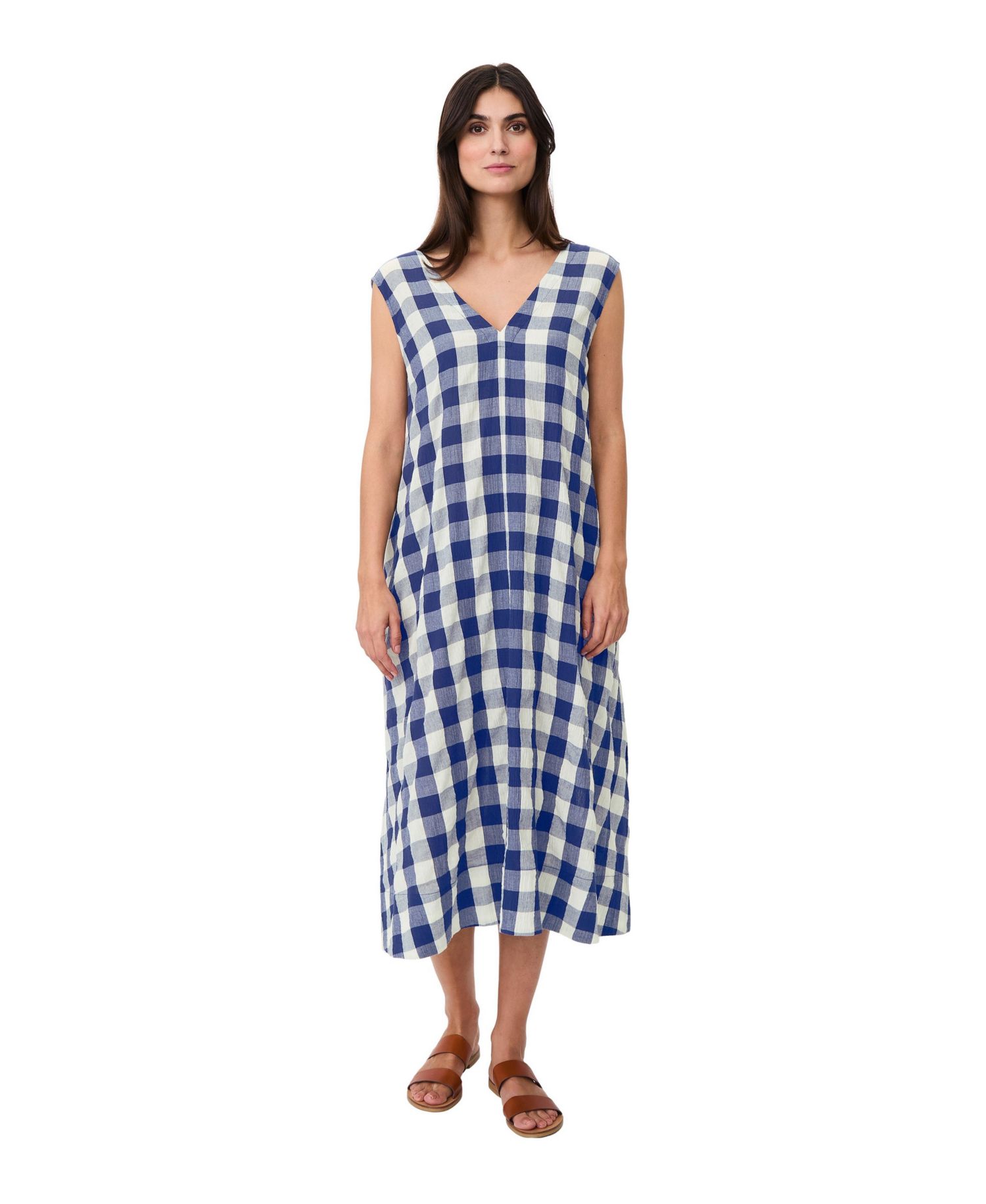 Women's Maordella V-Neck Checked Midi Dress