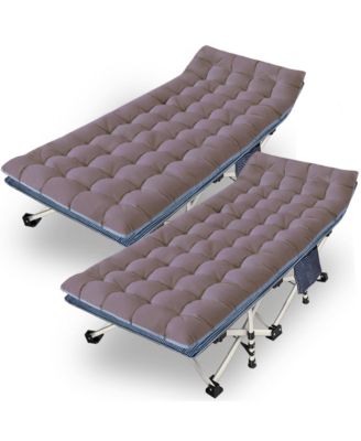 2 Pack Camping Cot Folding Bed With Mattress Carry Bag