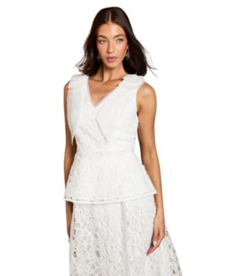 Women's Lace Bow V-Neck Top