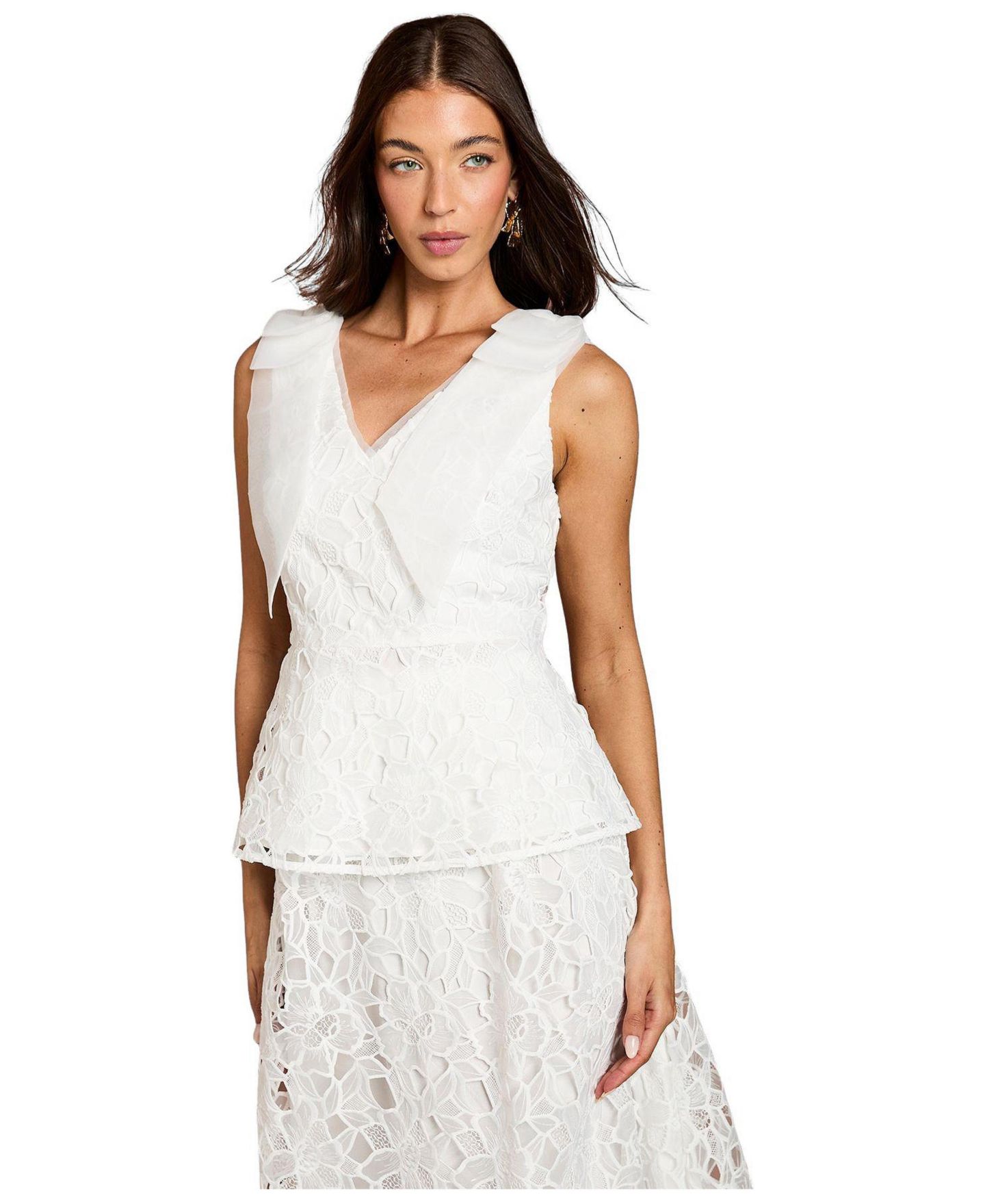 Женский топ Coast Lace Bow V-Neck, цвет: Слоновая кость — фото 1