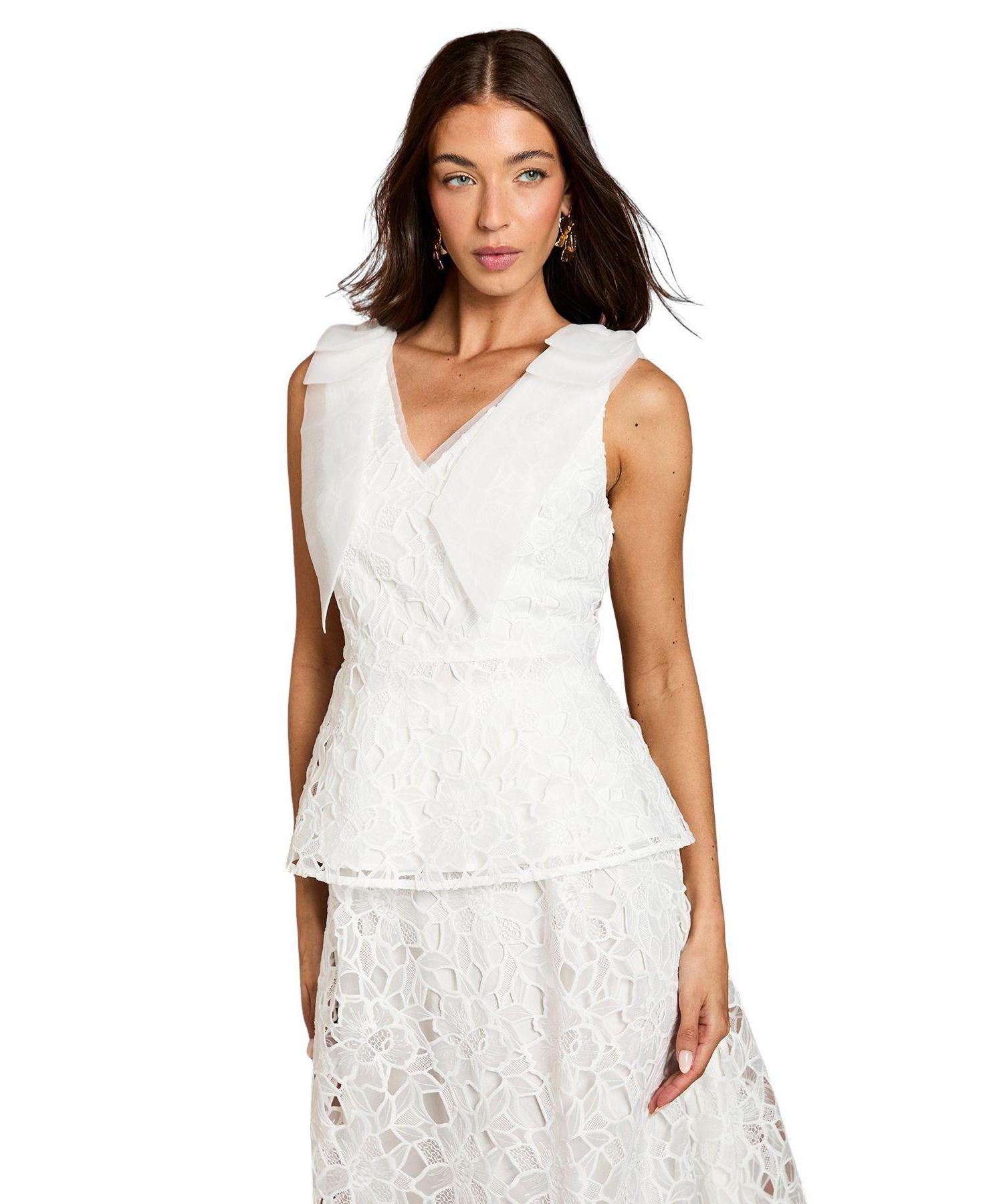 Women's Lace Bow V-Neck Top