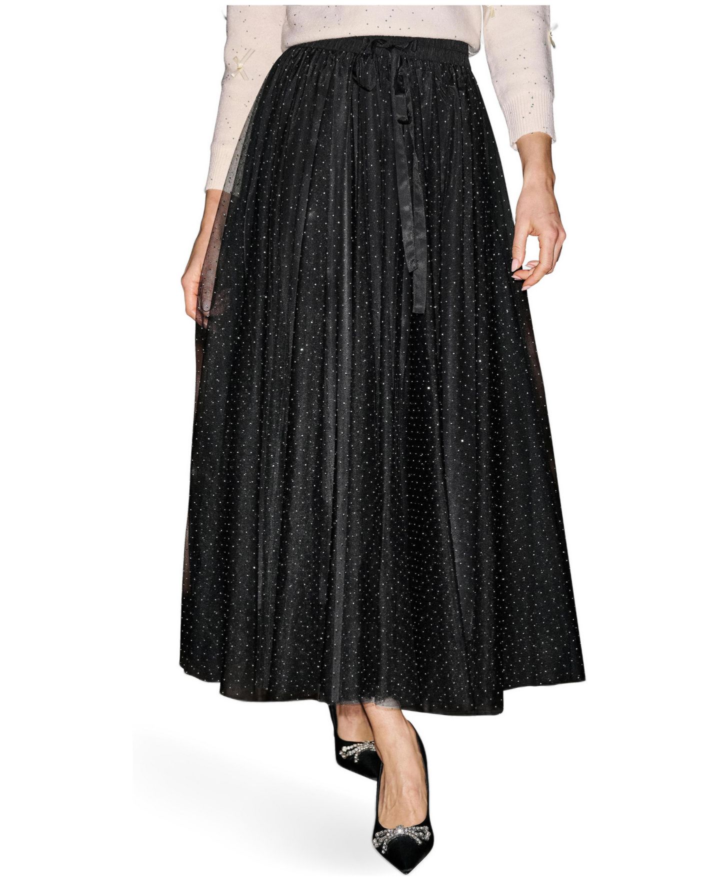Женская юбка Yumi Diamonte Tulle Maxi, цвет: Чёрный — фото 1