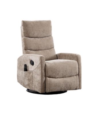 Chenille Manual Recliner Chair Rocker Swivel Chair with Heat and Massage for Living Room