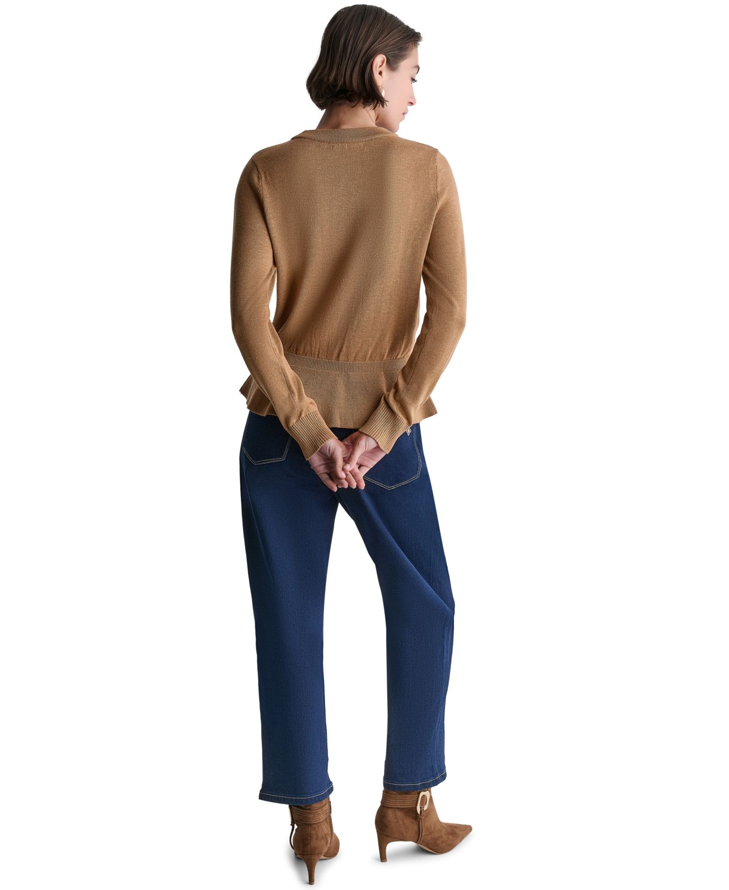 Women's Argyle Peplum Crewneck Sweater