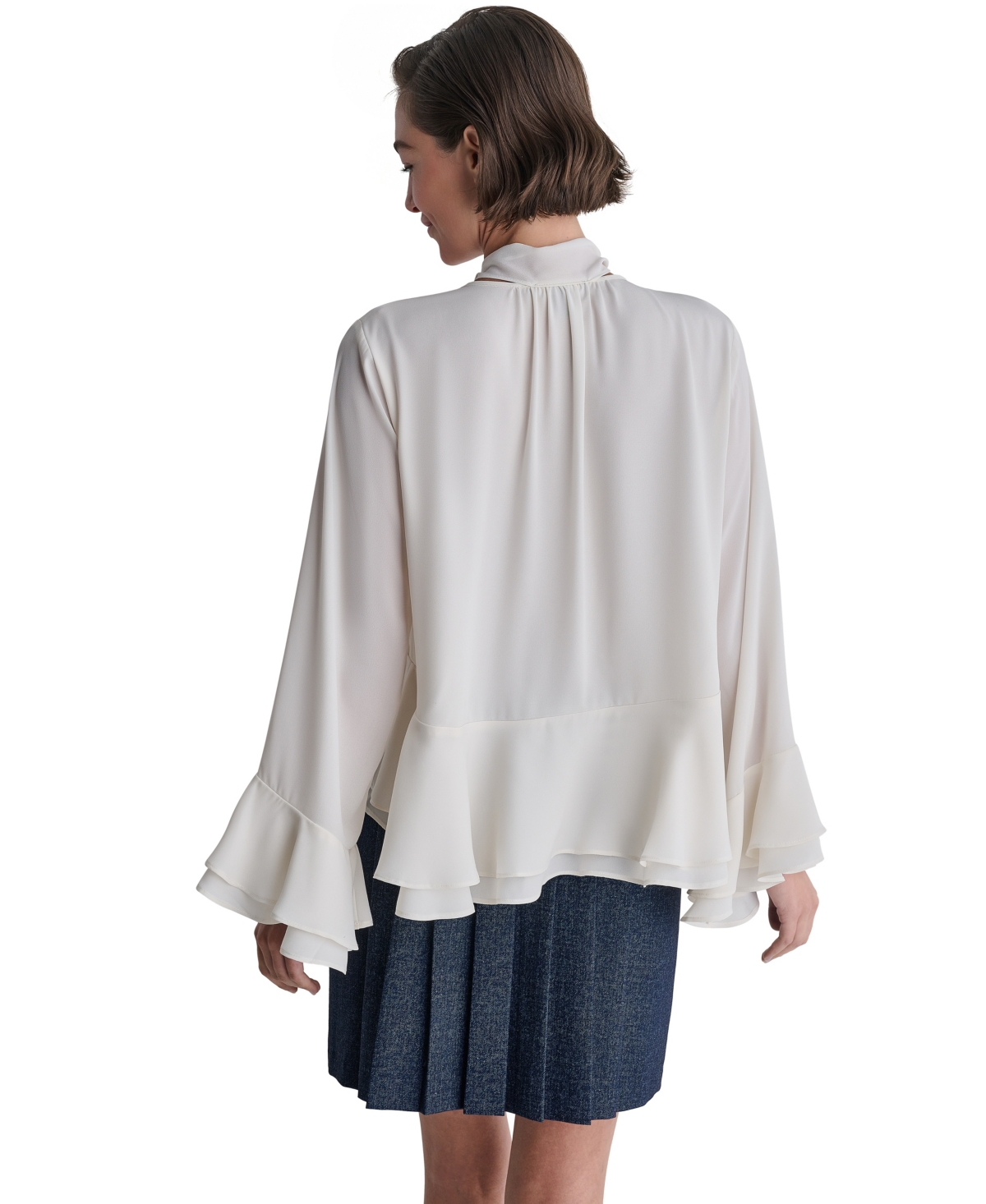 Bcbg Women's Long-Sleeve Tie-Neck Layered Cuff Blouse