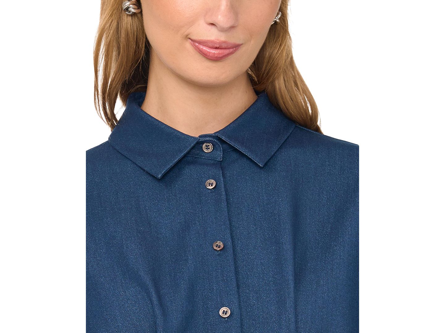 Женская блузка Vince Camuto Point-Collar Dolman-Sleeves Pleated-Waist Blouse, цвет: Индиго — фото 3