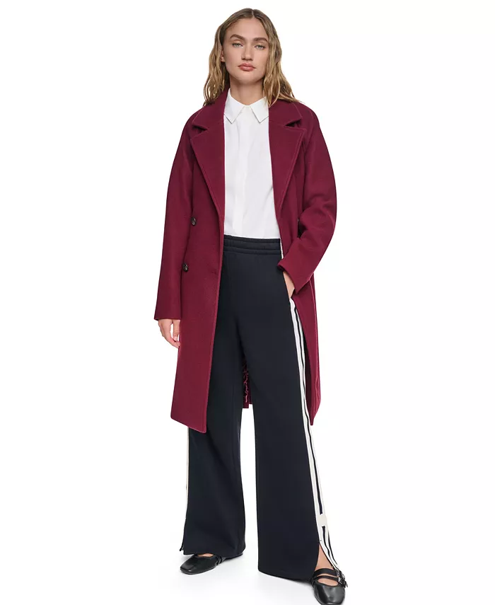 Women's Double-Breasted Belted Notch Collar Coat - thumbnail 9
