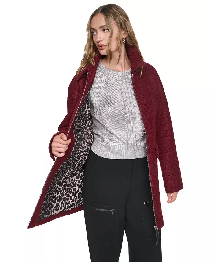 Women's Tailored Herringbone Wool-Blend Coat - thumbnail 3