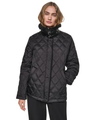 Women's Sherpa Collar Diamond-Quilted Coat