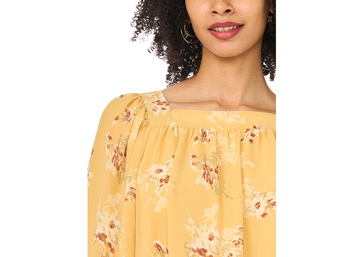 Женская блузка Vince Camuto Square Neck 3/4-Length Sleeve Blouse, цвет: Золотой — фото 3