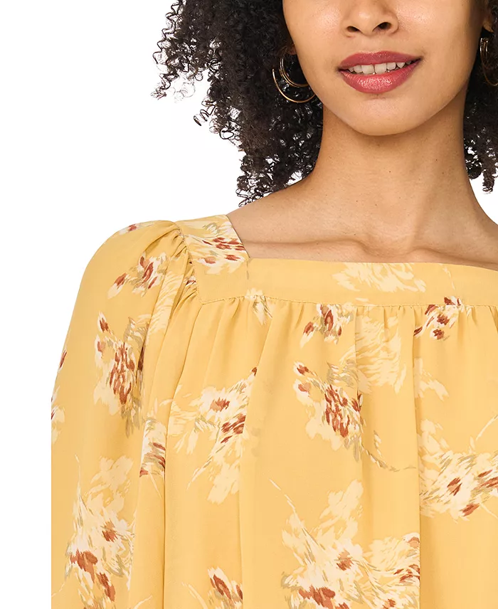 Women's Square Neck 3/4-Length Sleeve Blouse - thumbnail 3