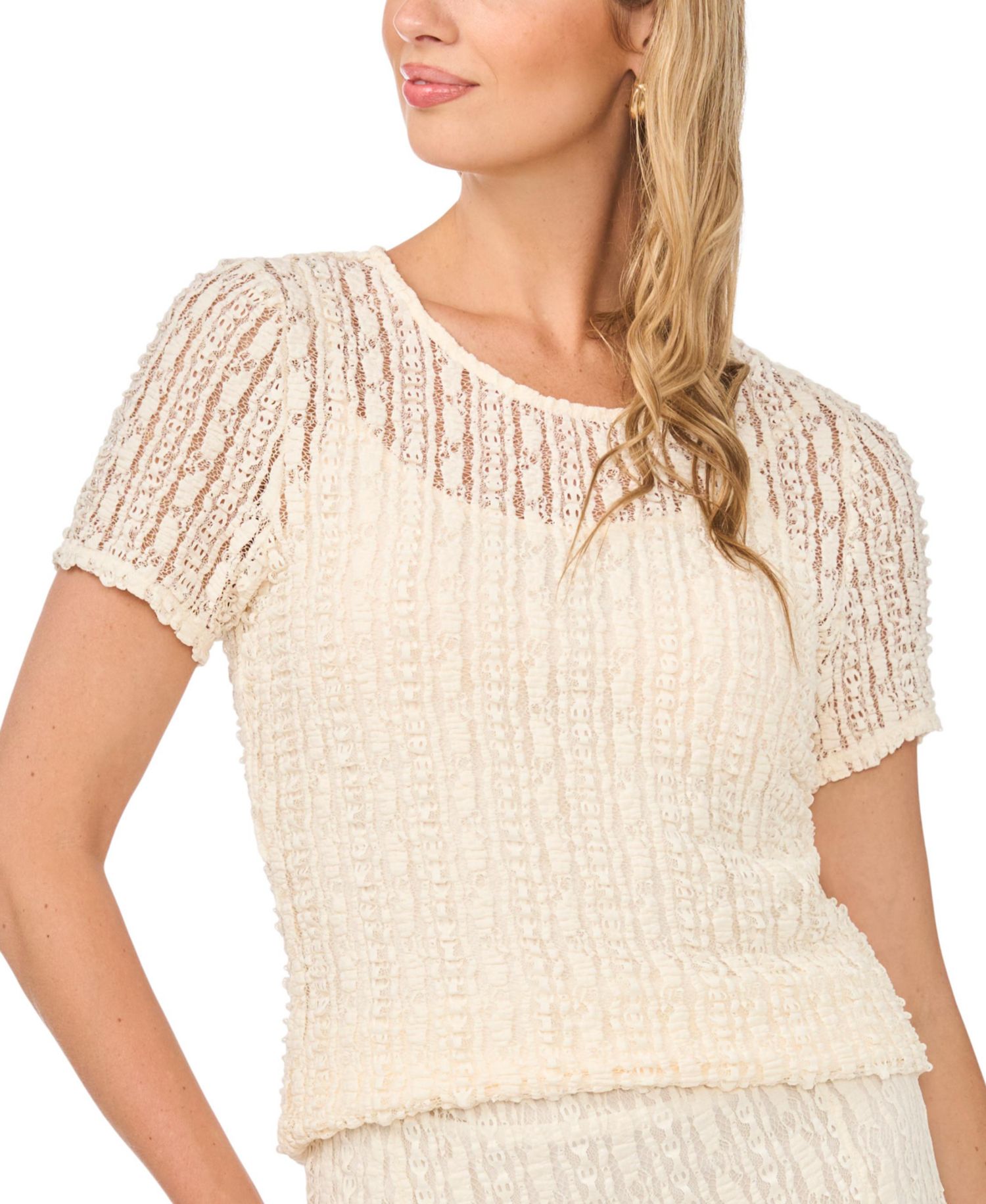 Women's Crochet Sheer Cami-Lined Top