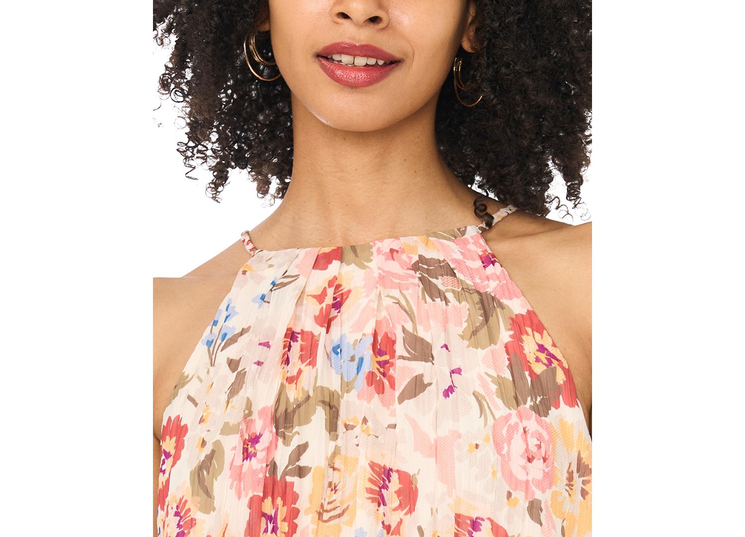 Women's Floral-Print Sleeveless Halter Bubble Top