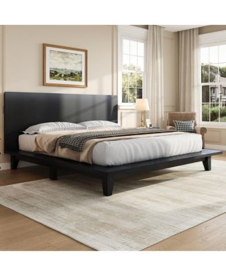  Platform Bed Frame with Headboard , Wood Slat Support
