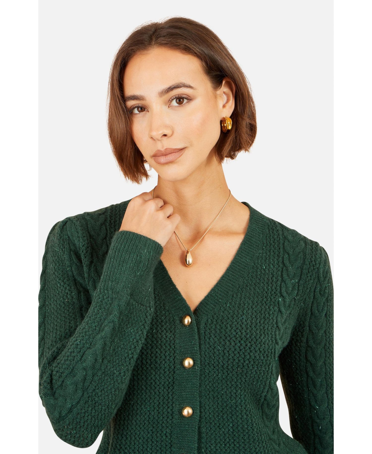 Women's Cable-Knit Peplum Cardigan
