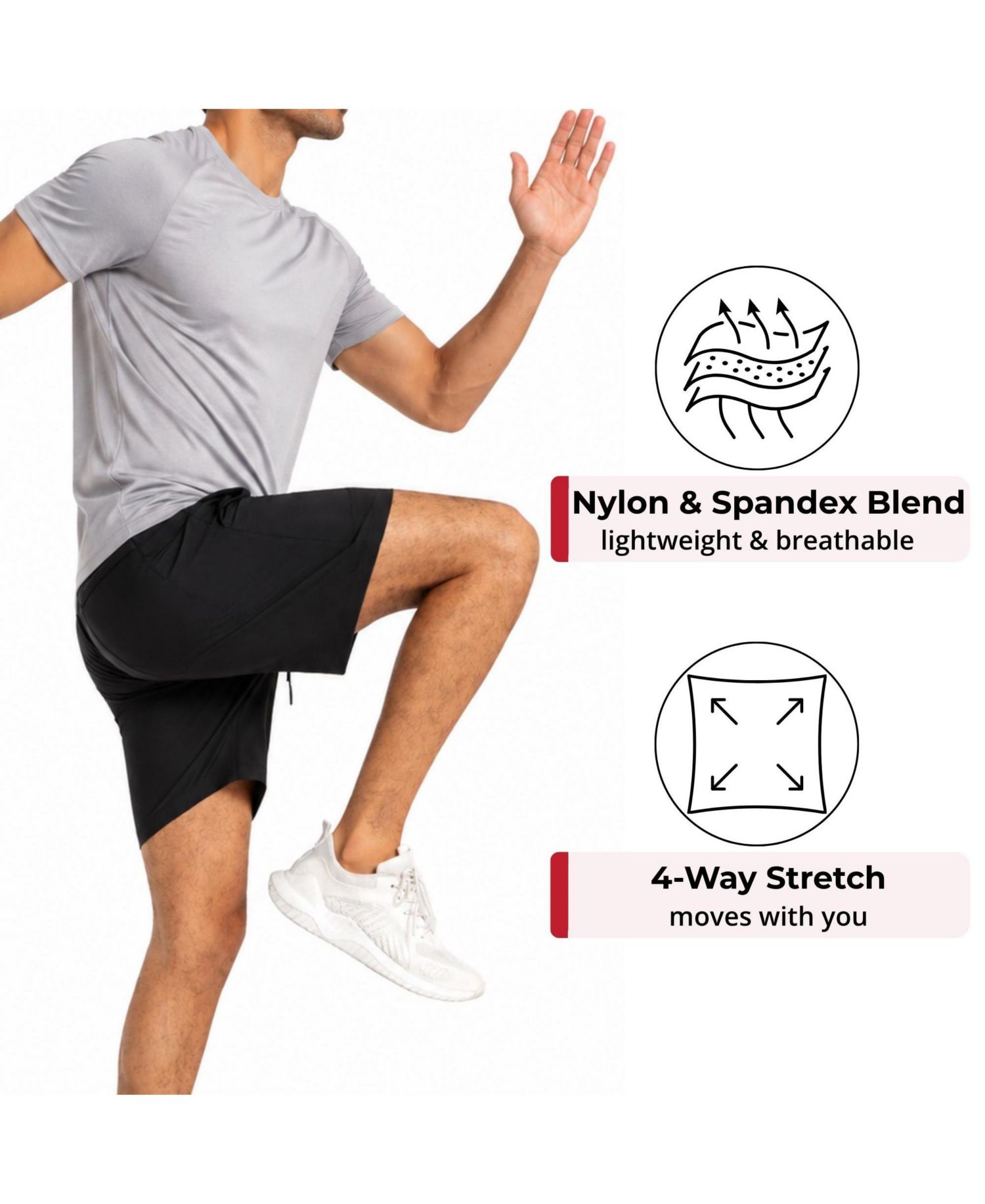 Men's Athletic Shorts 7" Inseam Quick Dry Gym Workout Zipper Pockets