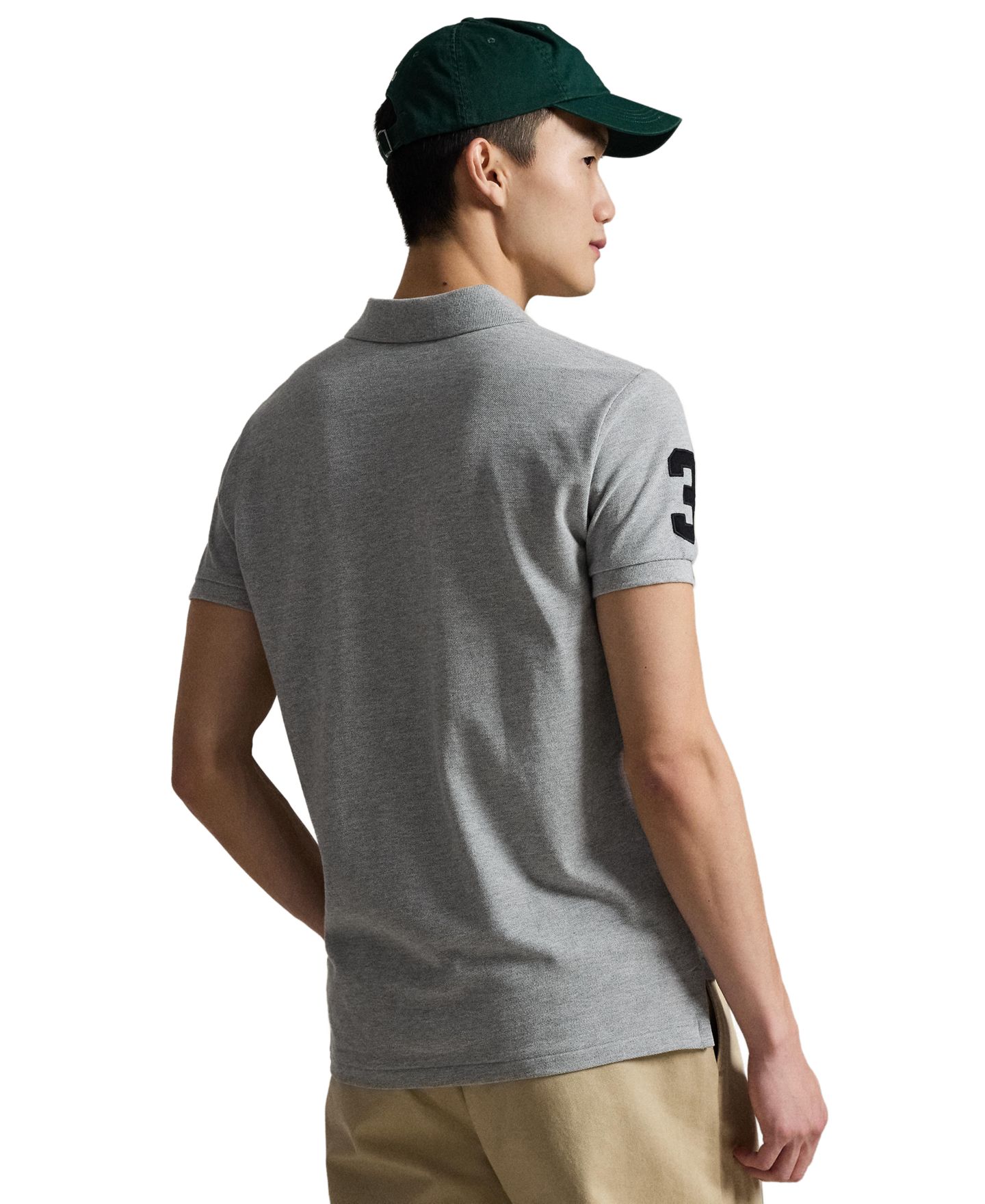 Мужское поло Polo Ralph Lauren Big Pony Custom Slim-Fit Mesh Polo Shirt, цвет: Меланжевый — фото 2