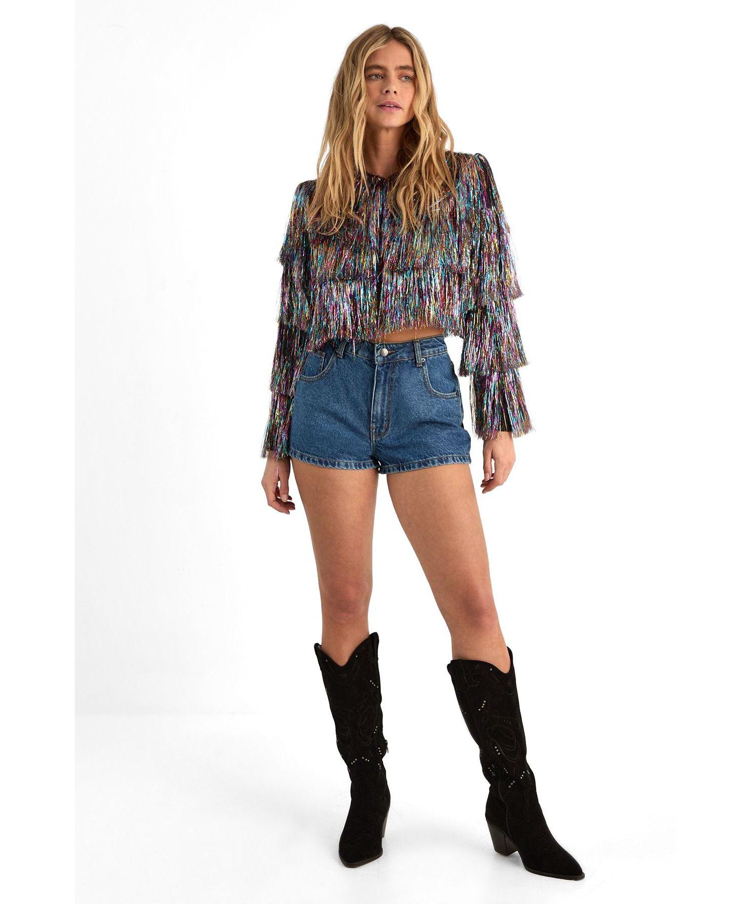 Women's Tinsel Tiered Cropped Jacket