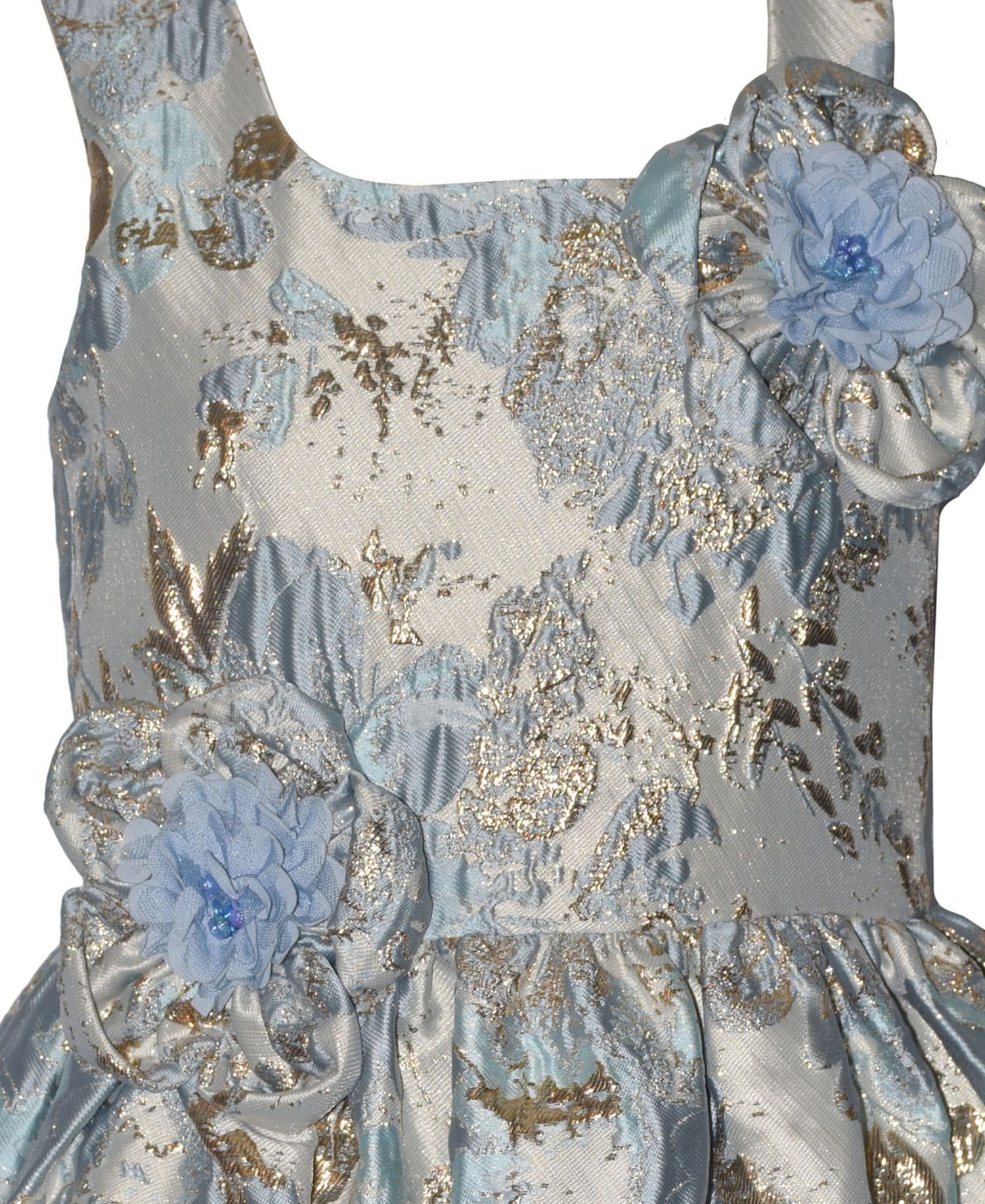 Girls' 7-16 Sleeveless Metallic Jacquard Dress